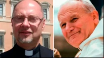 Mons. Slawomir Oder y el Papa San Juan Pablo II. Cru00e9dito: Twitter Church in Poland - Vatican Media