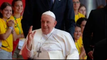 El Papa Francisco en el encuentro con los voluntarios de la JMJ Lisboa 2023. Cru00e9dito: Daniel Ibu00e1u00f1ez / ACI Prensa