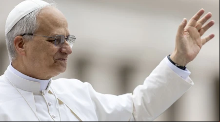 El Papa León XIV en la primera audiencia general de su pontificado 22052025