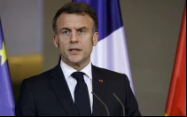 El canciller federal Olaf Scholz recibe al presidente francés Emmanuel Macron en la Cancillería de Berlín, Alemania, el 18 de marzo de 2025.