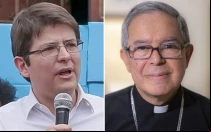 Miguel Uribe Turbay, senador y precandidato presidencial; y el Cardenal Luis José Rueda, Arzobispo de Bogotá (Colombia).