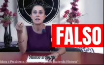 Es falso que Claudia Sheinbaum haya prometiendo cerrar iglesias ni que haya grabado un video con un fondo satánico.